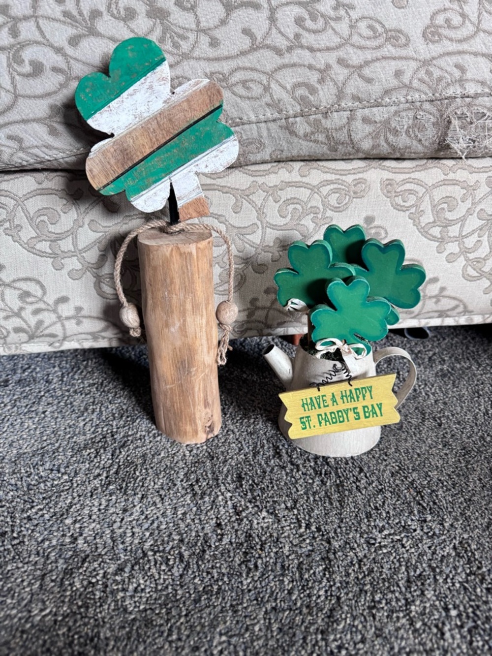 Green Shamrock St. Paddy's Day Wooden Table Decor